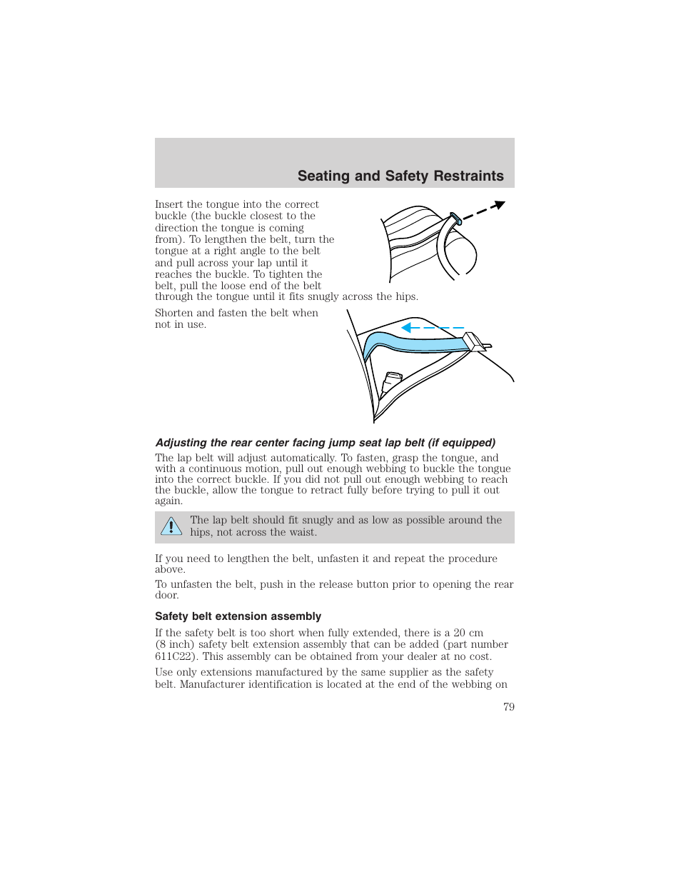 Seating and safety restraints | FORD 2003 Ranger v.1 User Manual | Page 79 / 248