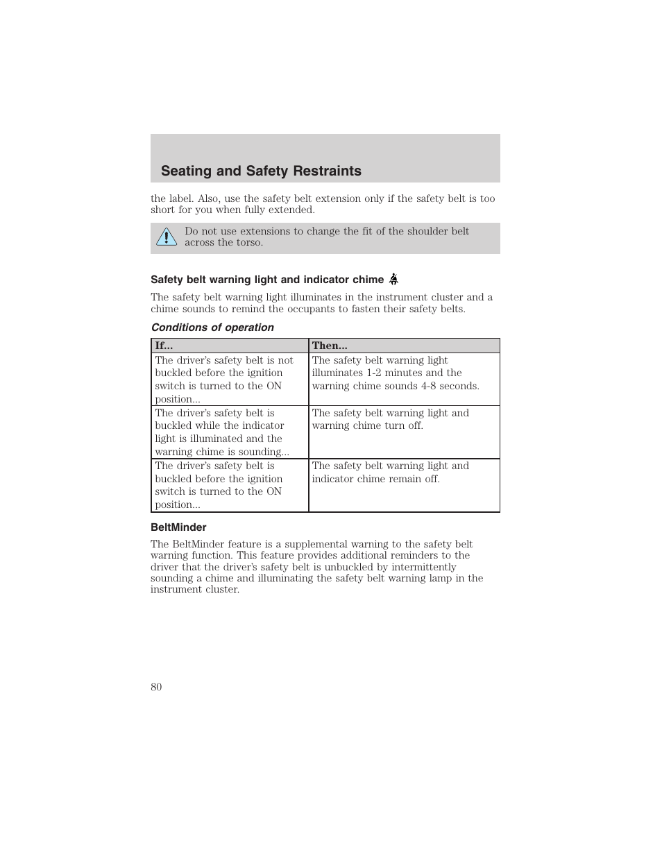 Seating and safety restraints | FORD 2003 Ranger v.1 User Manual | Page 80 / 248