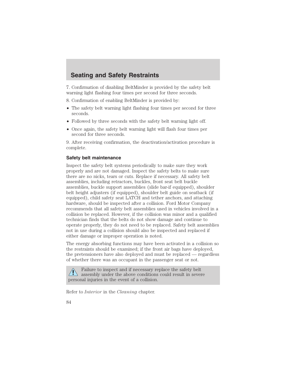 Seating and safety restraints | FORD 2003 Ranger v.1 User Manual | Page 84 / 248