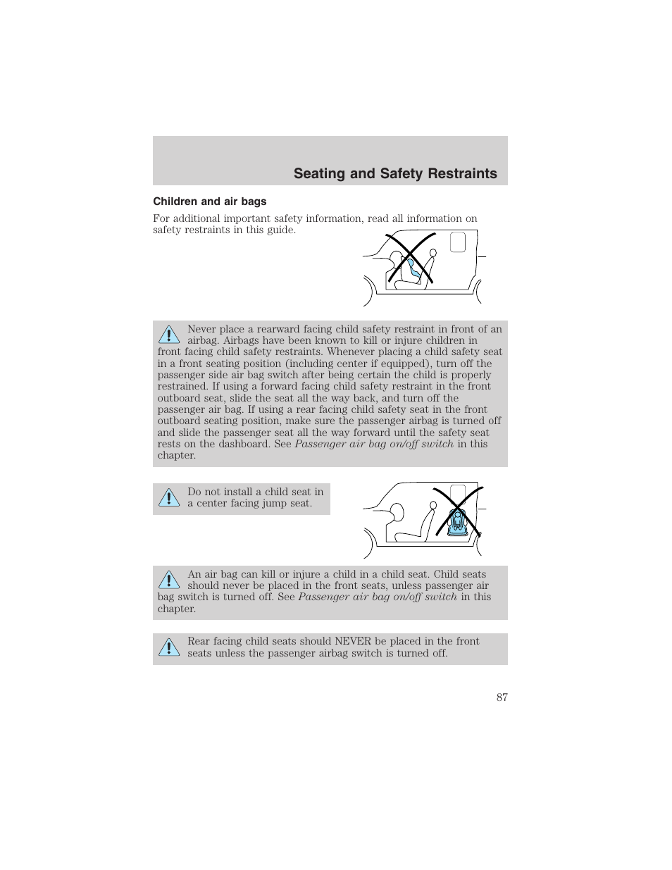 Seating and safety restraints | FORD 2003 Ranger v.1 User Manual | Page 87 / 248