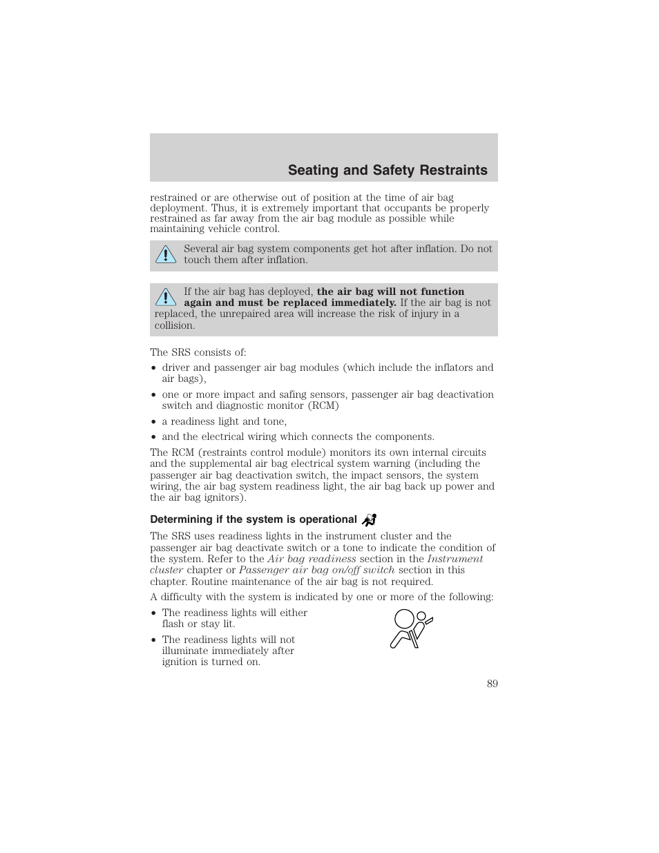 Seating and safety restraints | FORD 2003 Ranger v.1 User Manual | Page 89 / 248