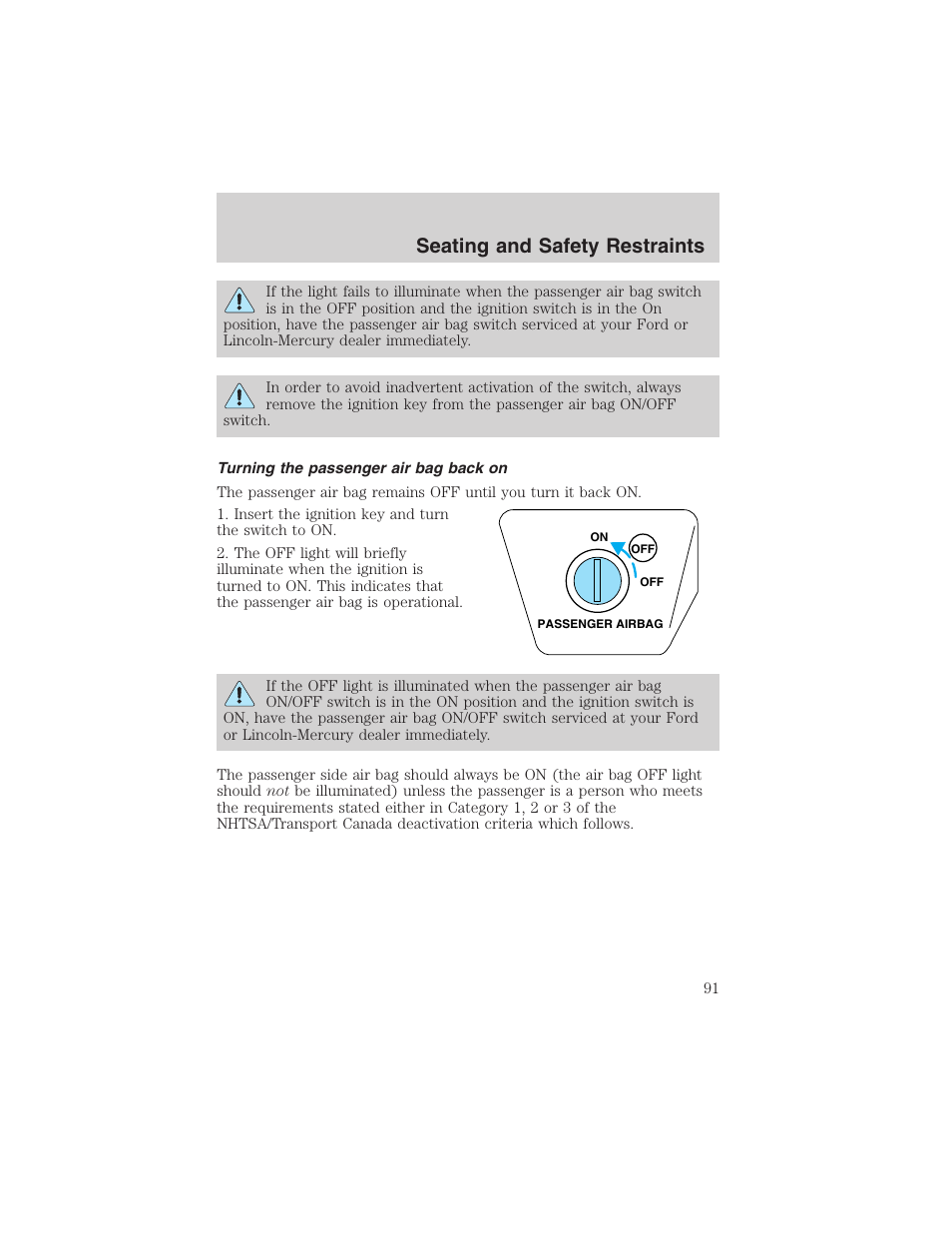 Seating and safety restraints | FORD 2003 Ranger v.1 User Manual | Page 91 / 248