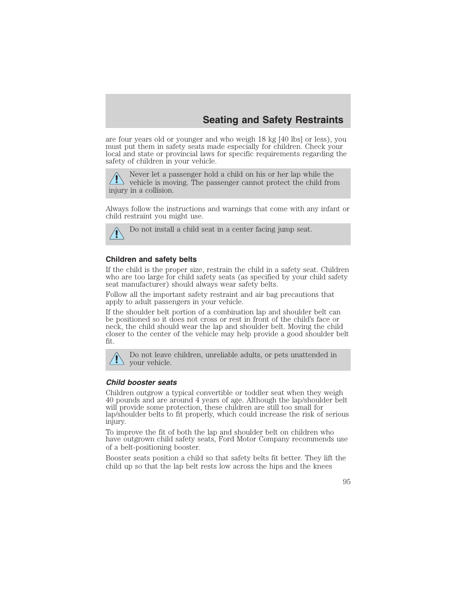 Seating and safety restraints | FORD 2003 Ranger v.1 User Manual | Page 95 / 248