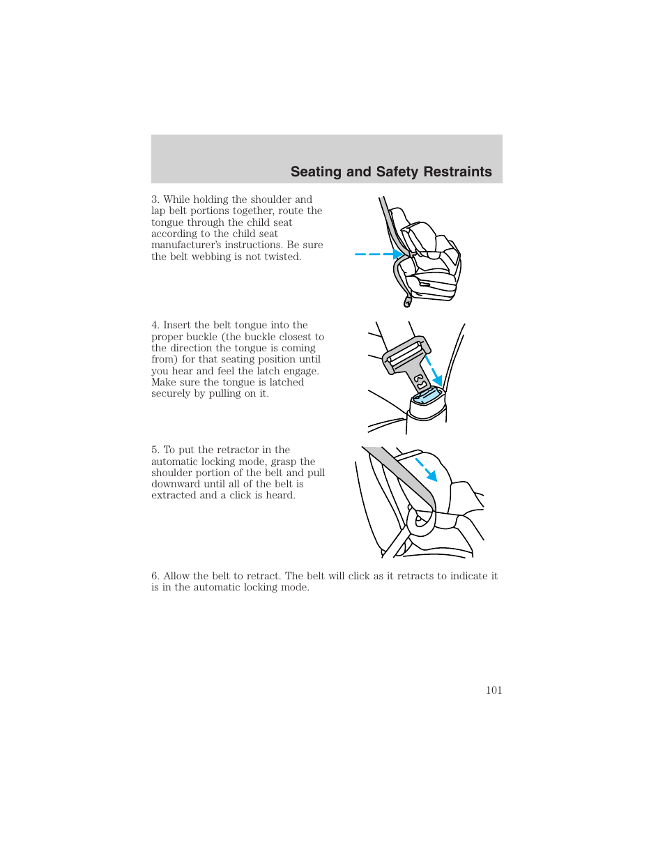 Seating and safety restraints | FORD 2003 Ranger v.2 User Manual | Page 101 / 248