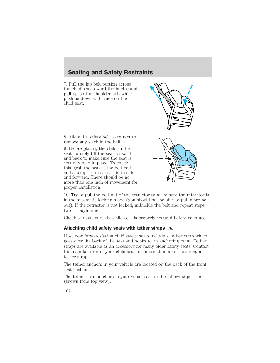 Seating and safety restraints | FORD 2003 Ranger v.2 User Manual | Page 102 / 248