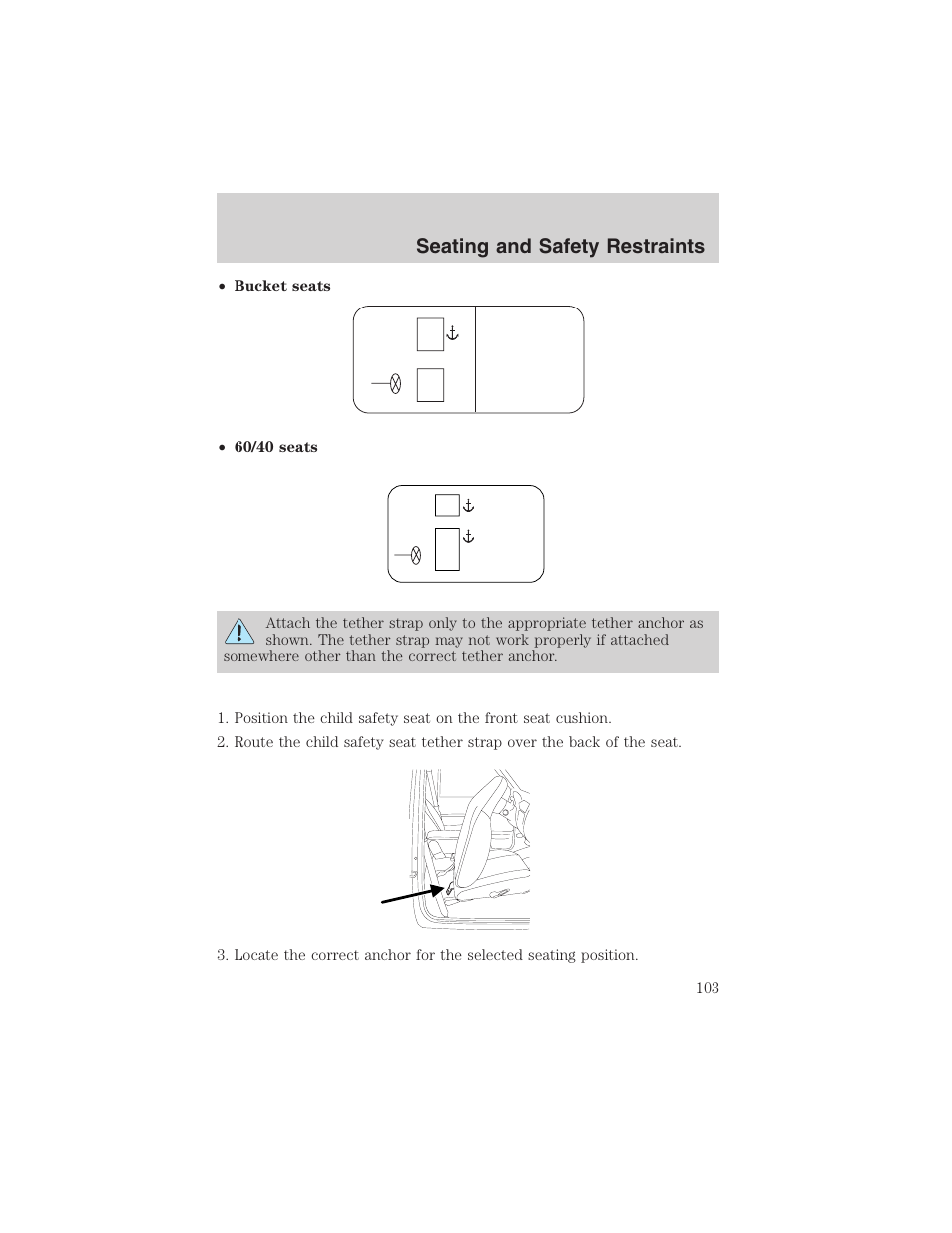 Seating and safety restraints | FORD 2003 Ranger v.2 User Manual | Page 103 / 248