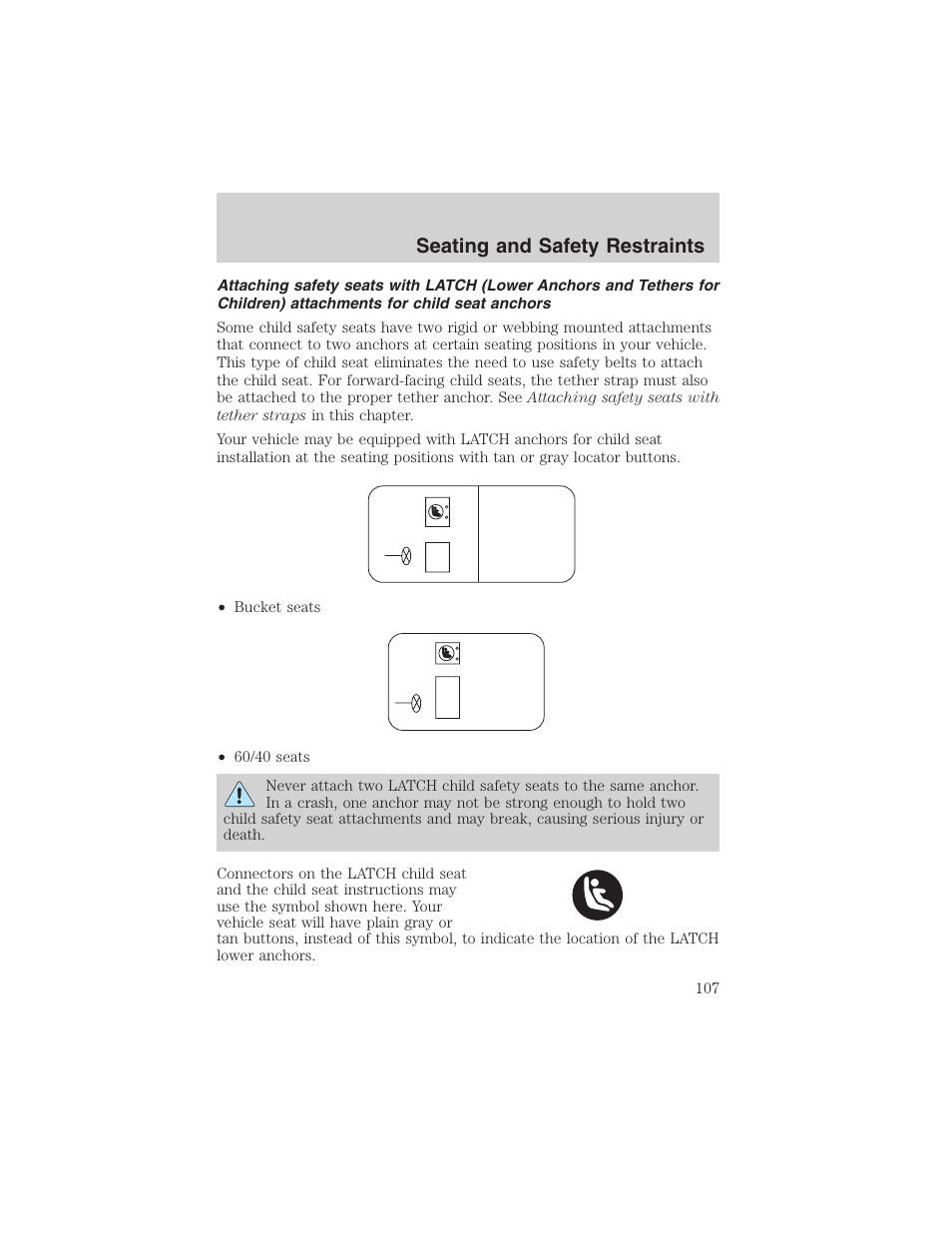 Seating and safety restraints | FORD 2003 Ranger v.2 User Manual | Page 107 / 248