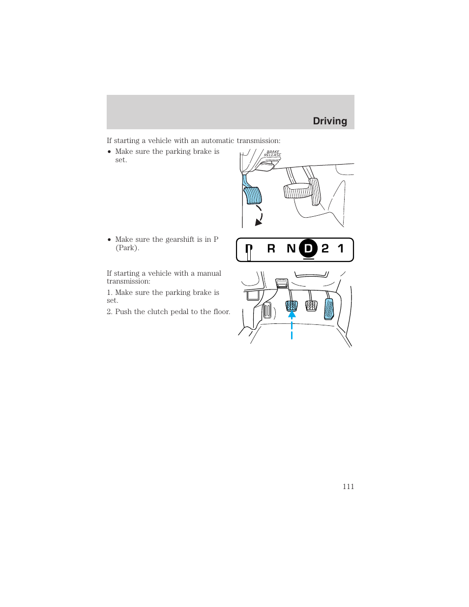 Driving | FORD 2003 Ranger v.2 User Manual | Page 111 / 248