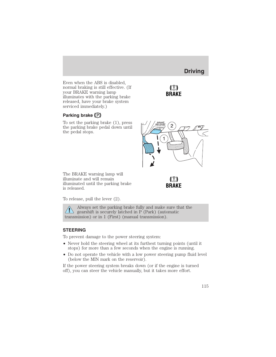 Driving | FORD 2003 Ranger v.2 User Manual | Page 115 / 248