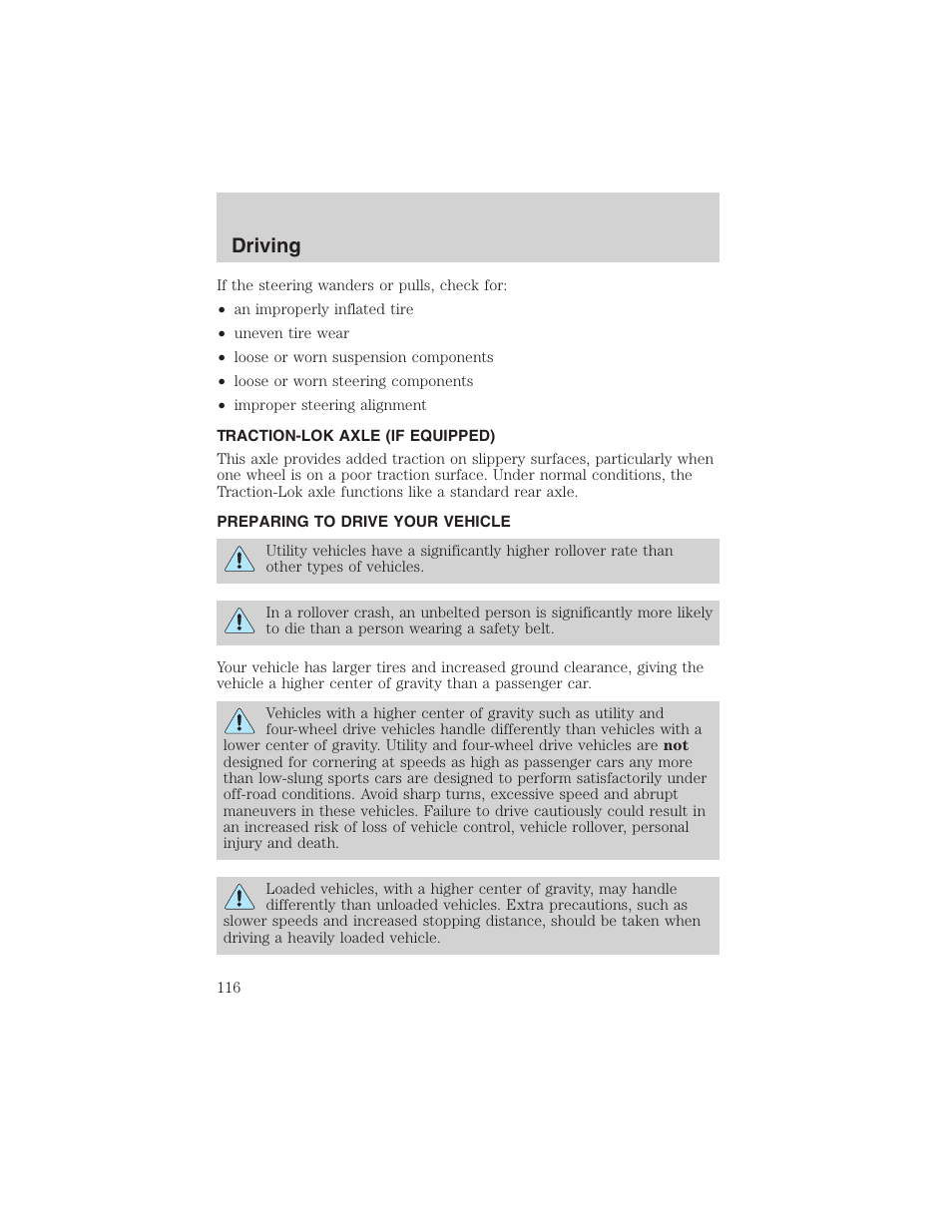 Driving | FORD 2003 Ranger v.2 User Manual | Page 116 / 248