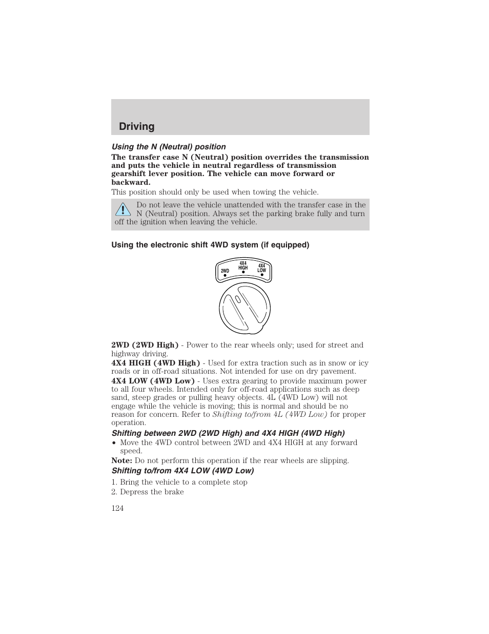 Driving | FORD 2003 Ranger v.2 User Manual | Page 124 / 248