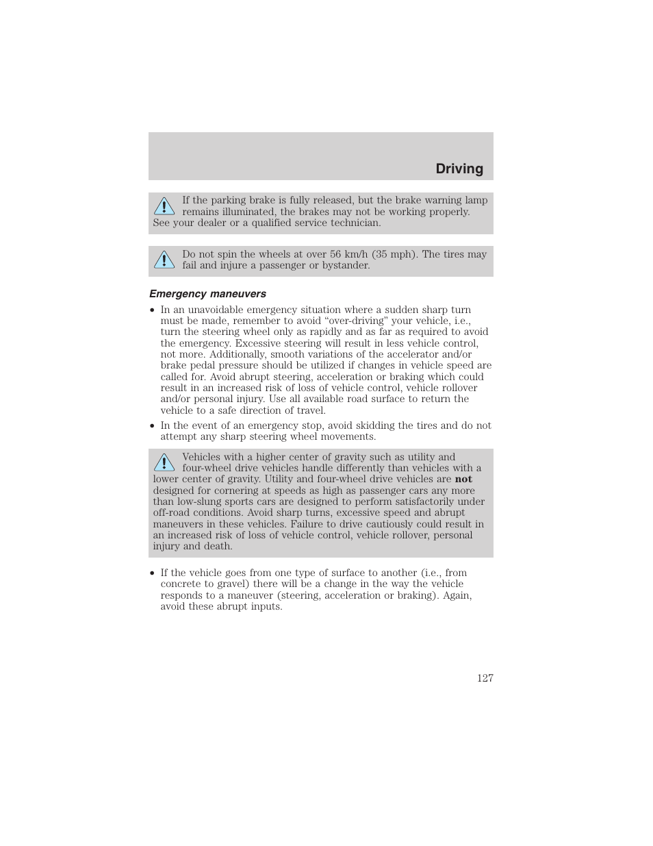 Driving | FORD 2003 Ranger v.2 User Manual | Page 127 / 248