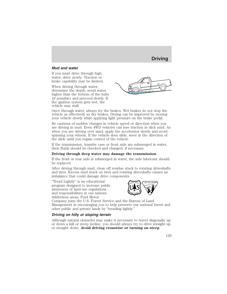 Driving | FORD 2003 Ranger v.2 User Manual | Page 129 / 248