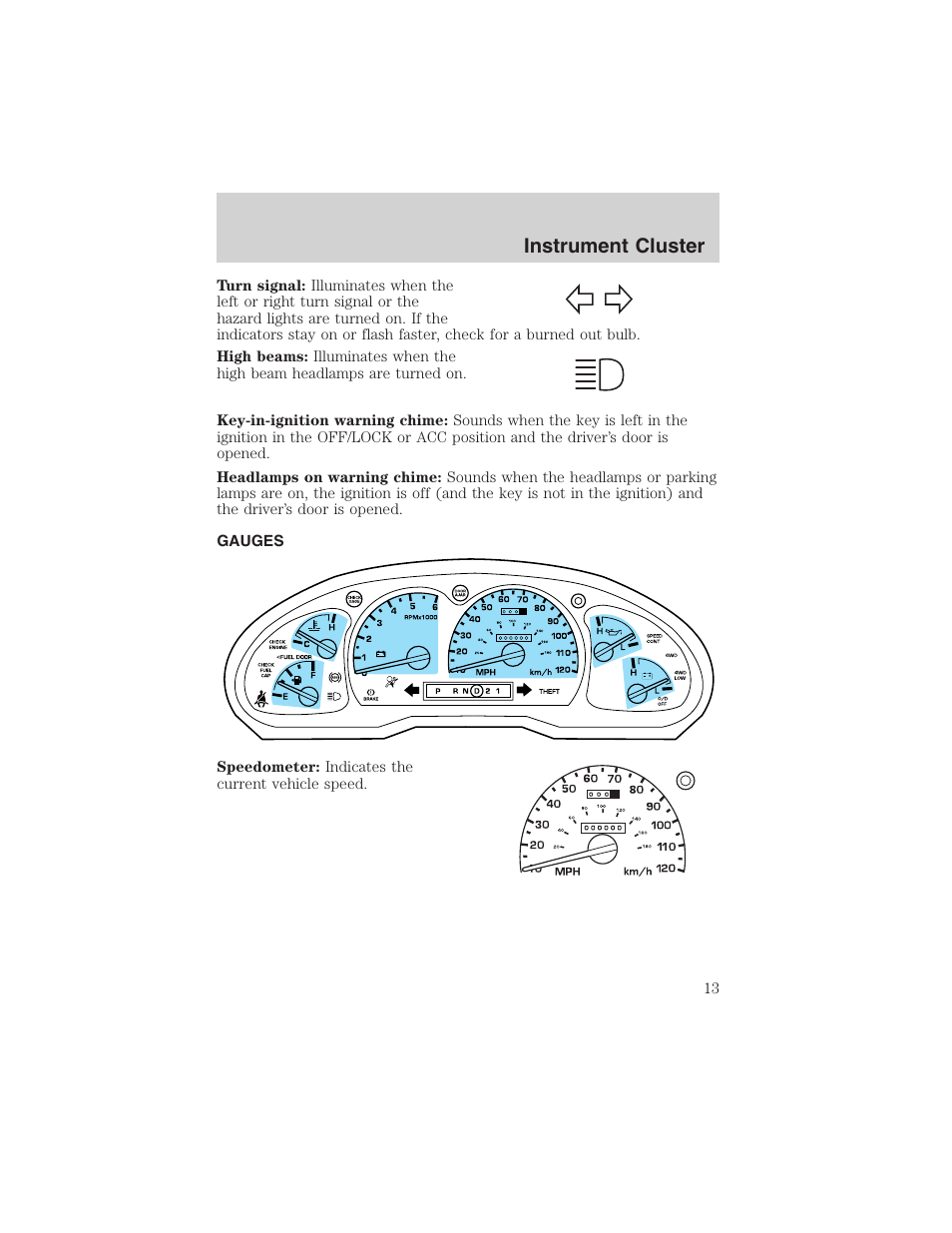 Instrument cluster | FORD 2003 Ranger v.2 User Manual | Page 13 / 248