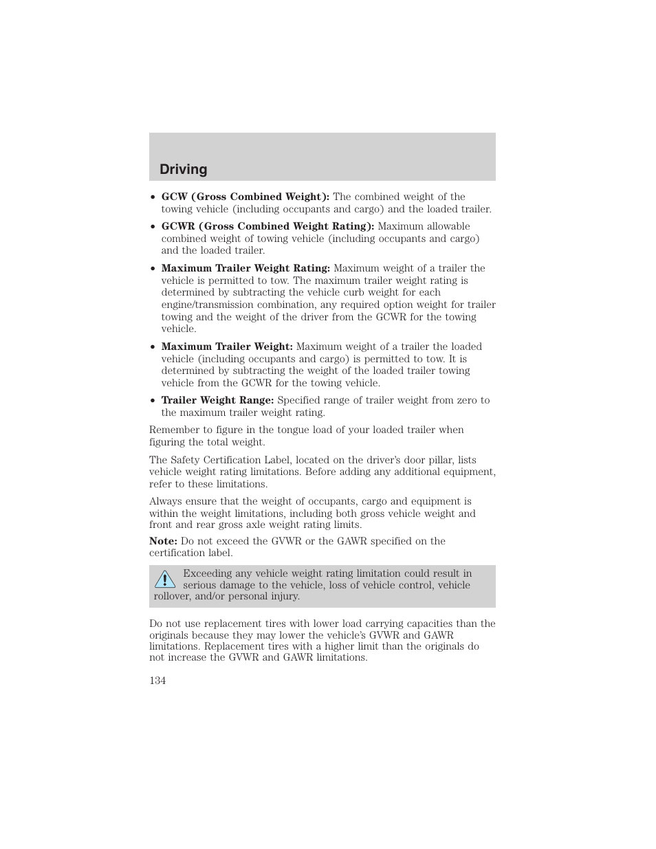 Driving | FORD 2003 Ranger v.2 User Manual | Page 134 / 248