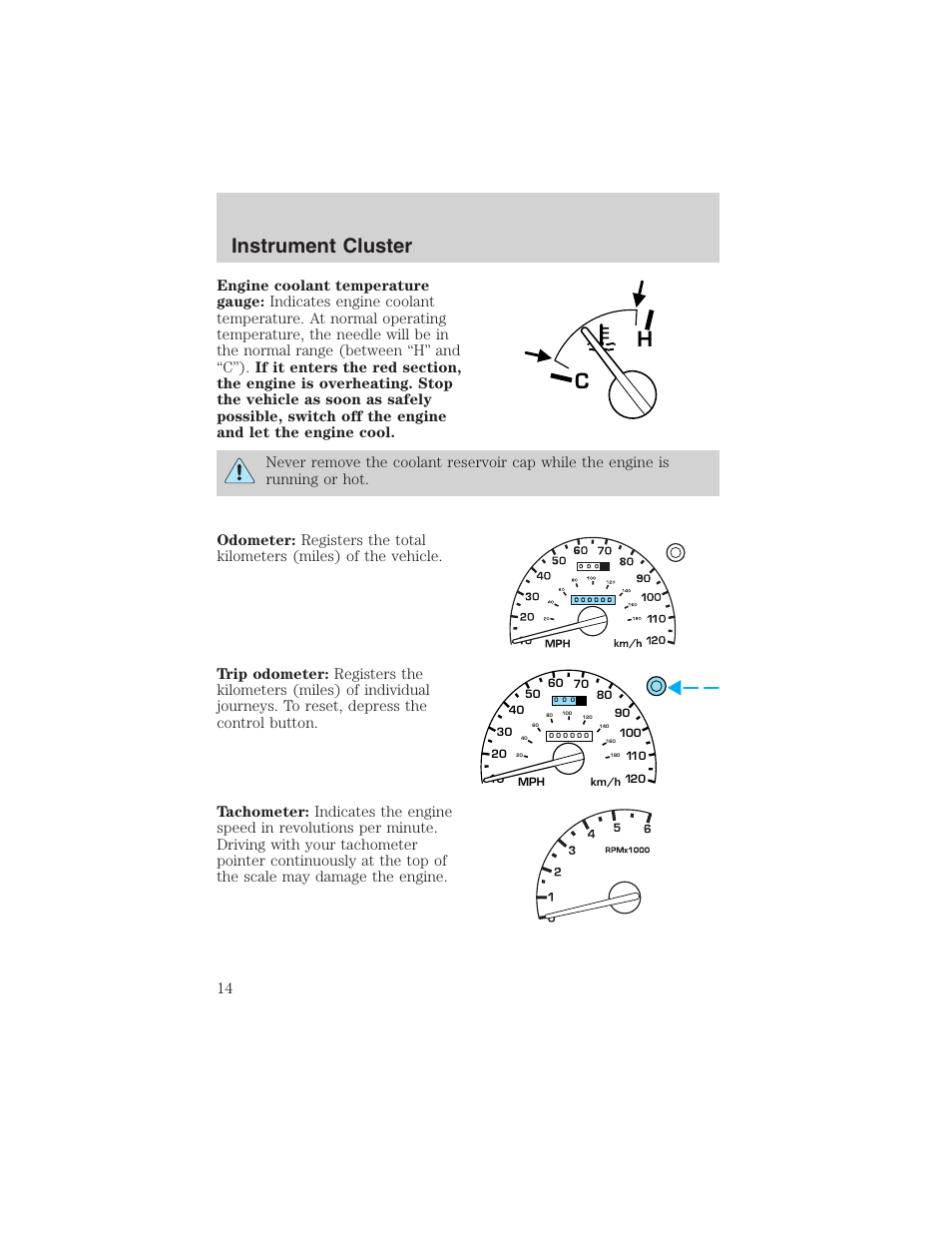 Instrument cluster | FORD 2003 Ranger v.2 User Manual | Page 14 / 248