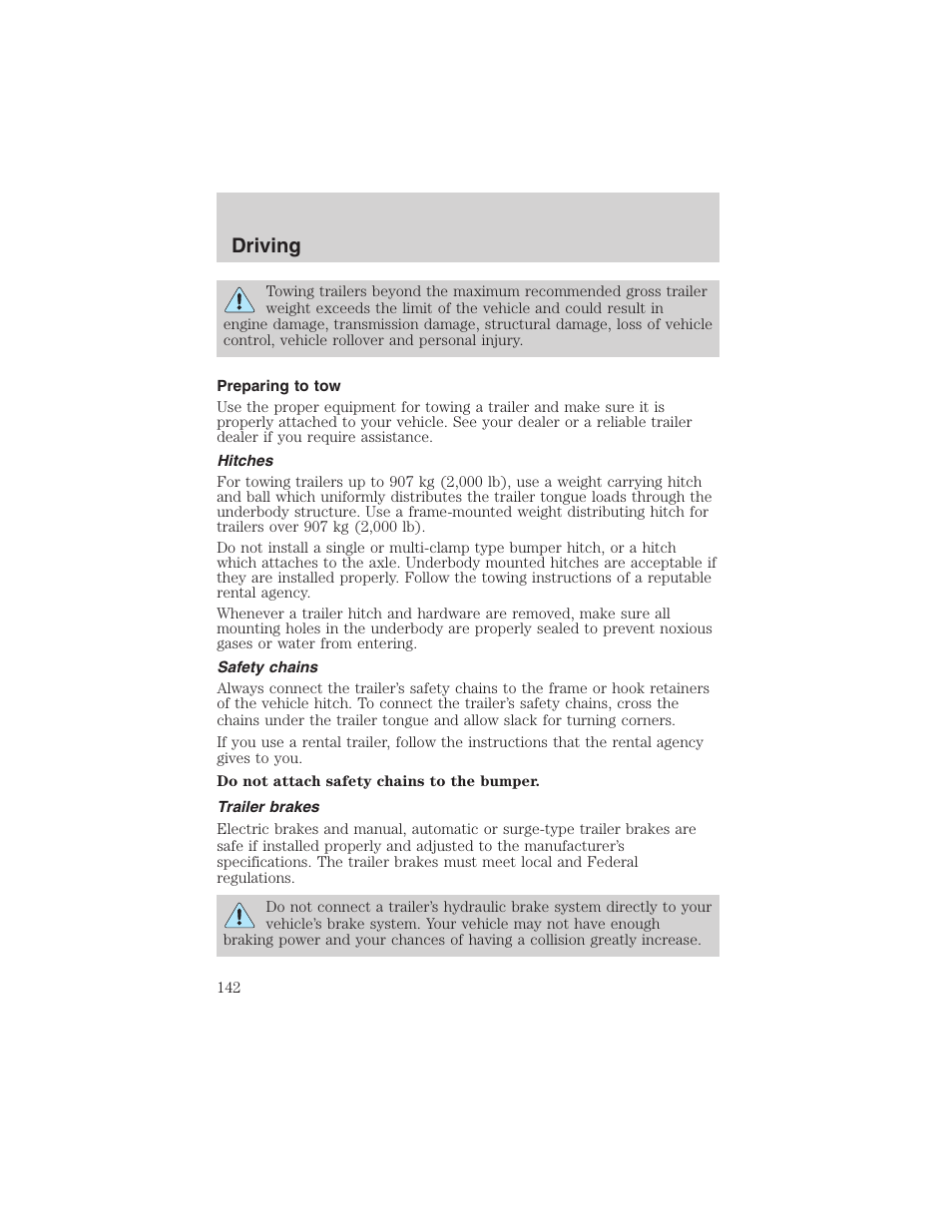 Driving | FORD 2003 Ranger v.2 User Manual | Page 142 / 248