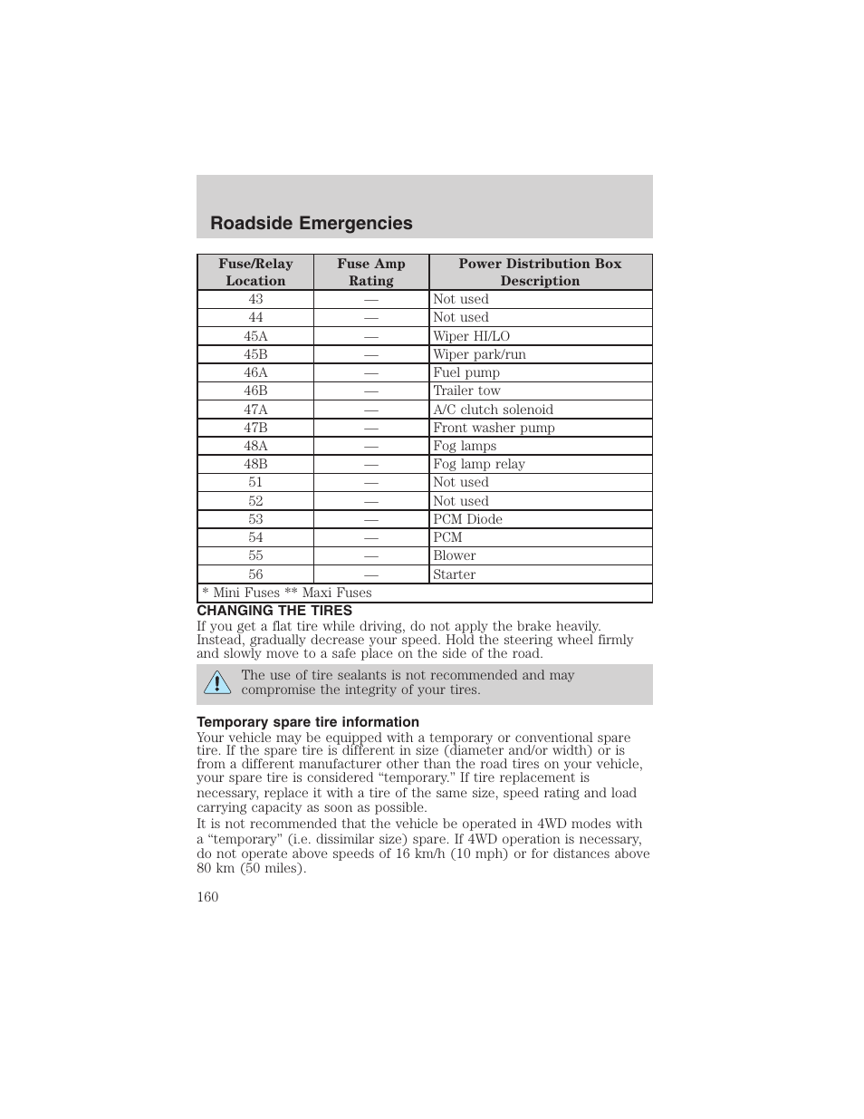 Roadside emergencies | FORD 2003 Ranger v.2 User Manual | Page 160 / 248