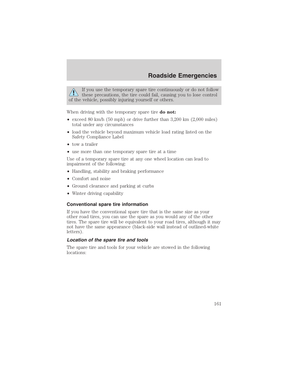 Roadside emergencies | FORD 2003 Ranger v.2 User Manual | Page 161 / 248