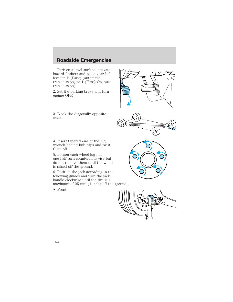Roadside emergencies | FORD 2003 Ranger v.2 User Manual | Page 164 / 248