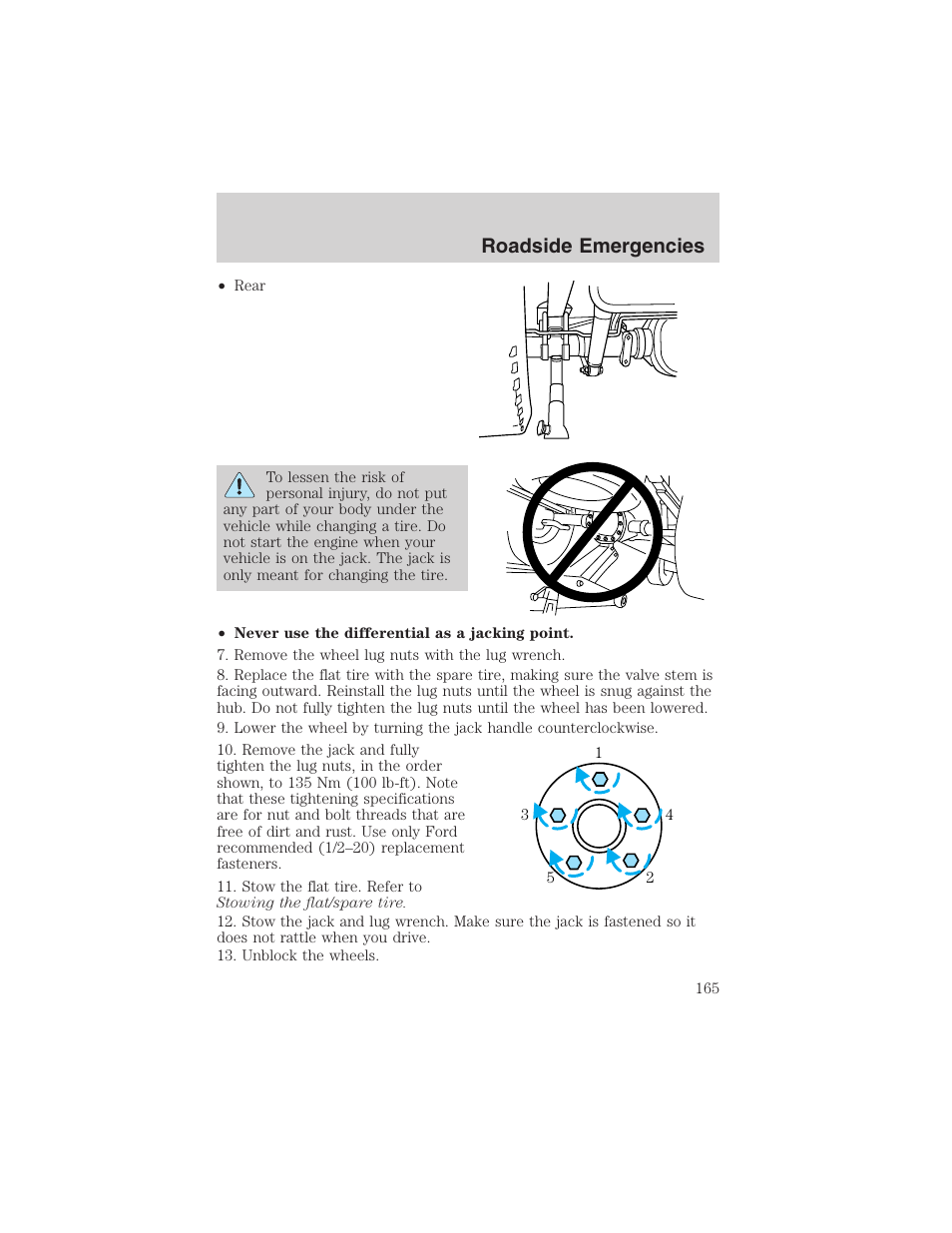 Roadside emergencies | FORD 2003 Ranger v.2 User Manual | Page 165 / 248