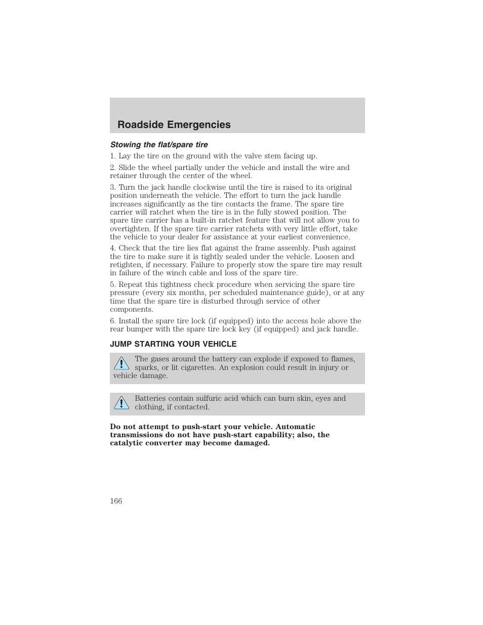 Roadside emergencies | FORD 2003 Ranger v.2 User Manual | Page 166 / 248