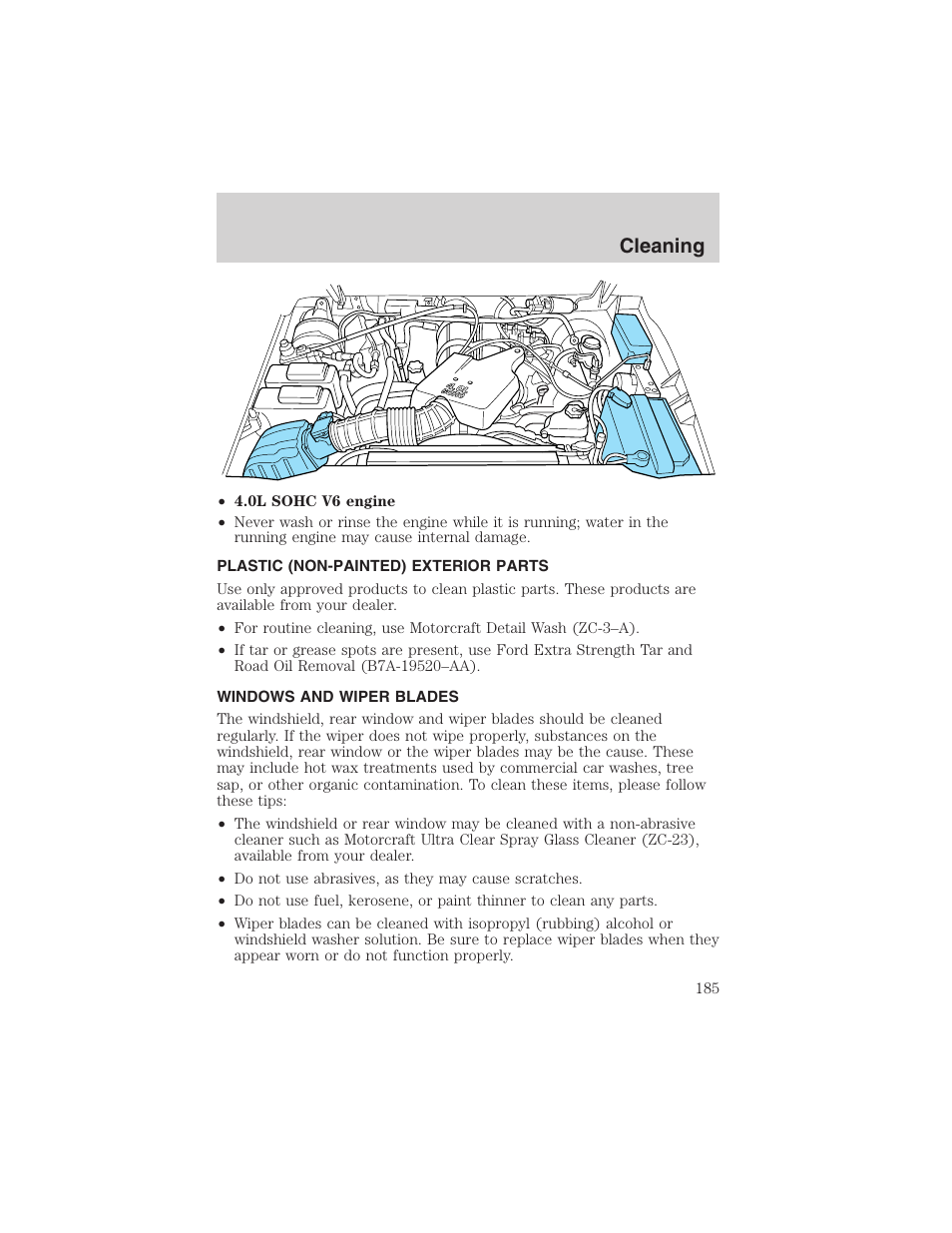 Cleaning | FORD 2003 Ranger v.2 User Manual | Page 185 / 248