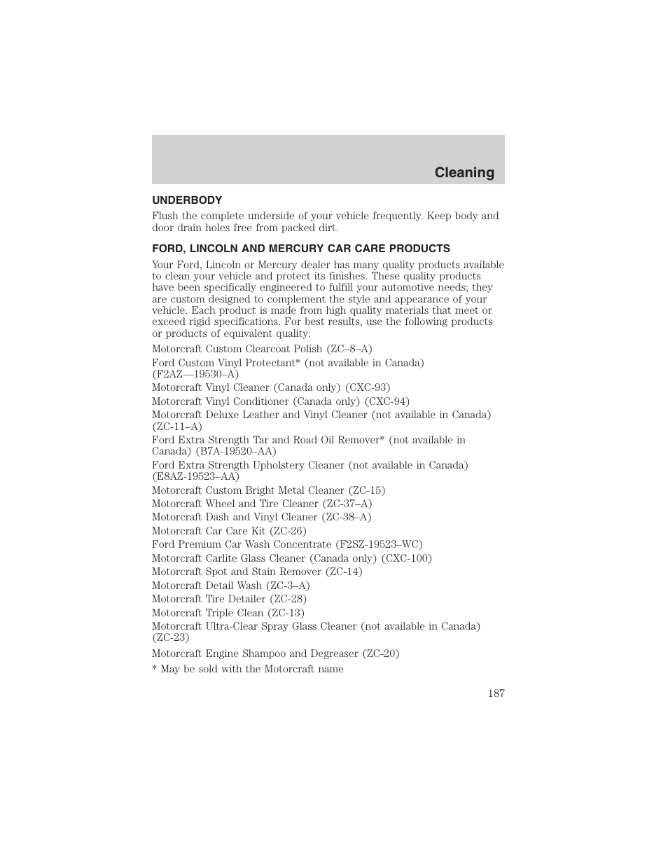 Cleaning | FORD 2003 Ranger v.2 User Manual | Page 187 / 248