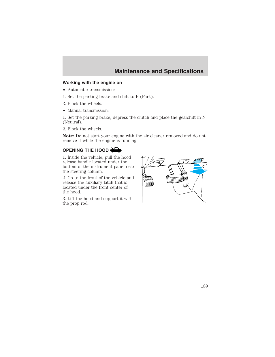 Maintenance and specifications | FORD 2003 Ranger v.2 User Manual | Page 189 / 248