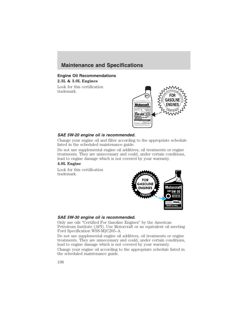 Maintenance and specifications | FORD 2003 Ranger v.2 User Manual | Page 198 / 248