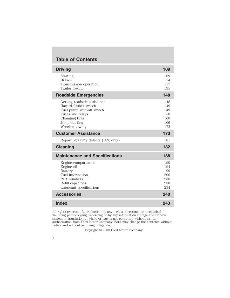FORD 2003 Ranger v.2 User Manual | Page 2 / 248