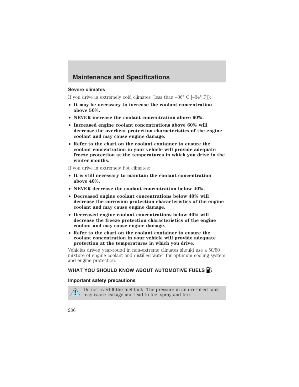 Maintenance and specifications | FORD 2003 Ranger v.2 User Manual | Page 206 / 248