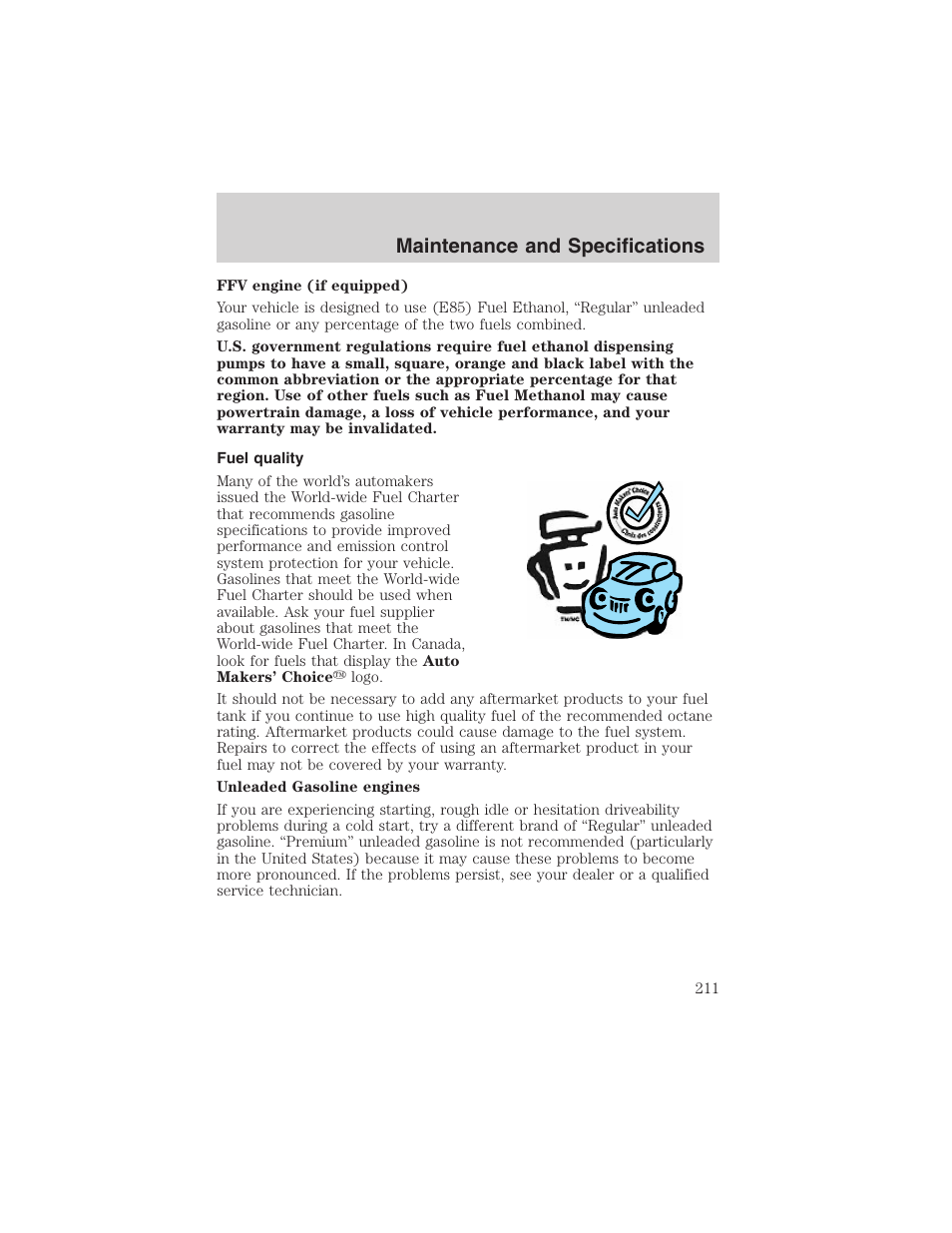 Maintenance and specifications | FORD 2003 Ranger v.2 User Manual | Page 211 / 248