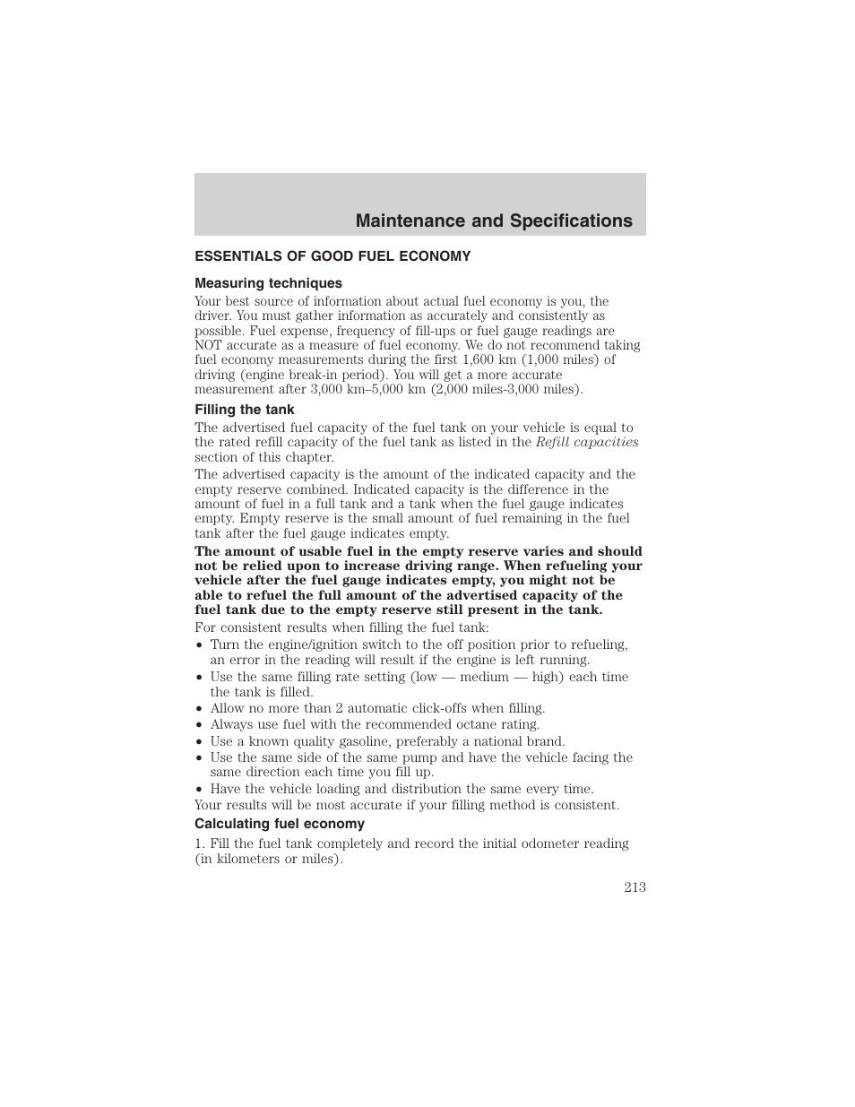 Maintenance and specifications | FORD 2003 Ranger v.2 User Manual | Page 213 / 248