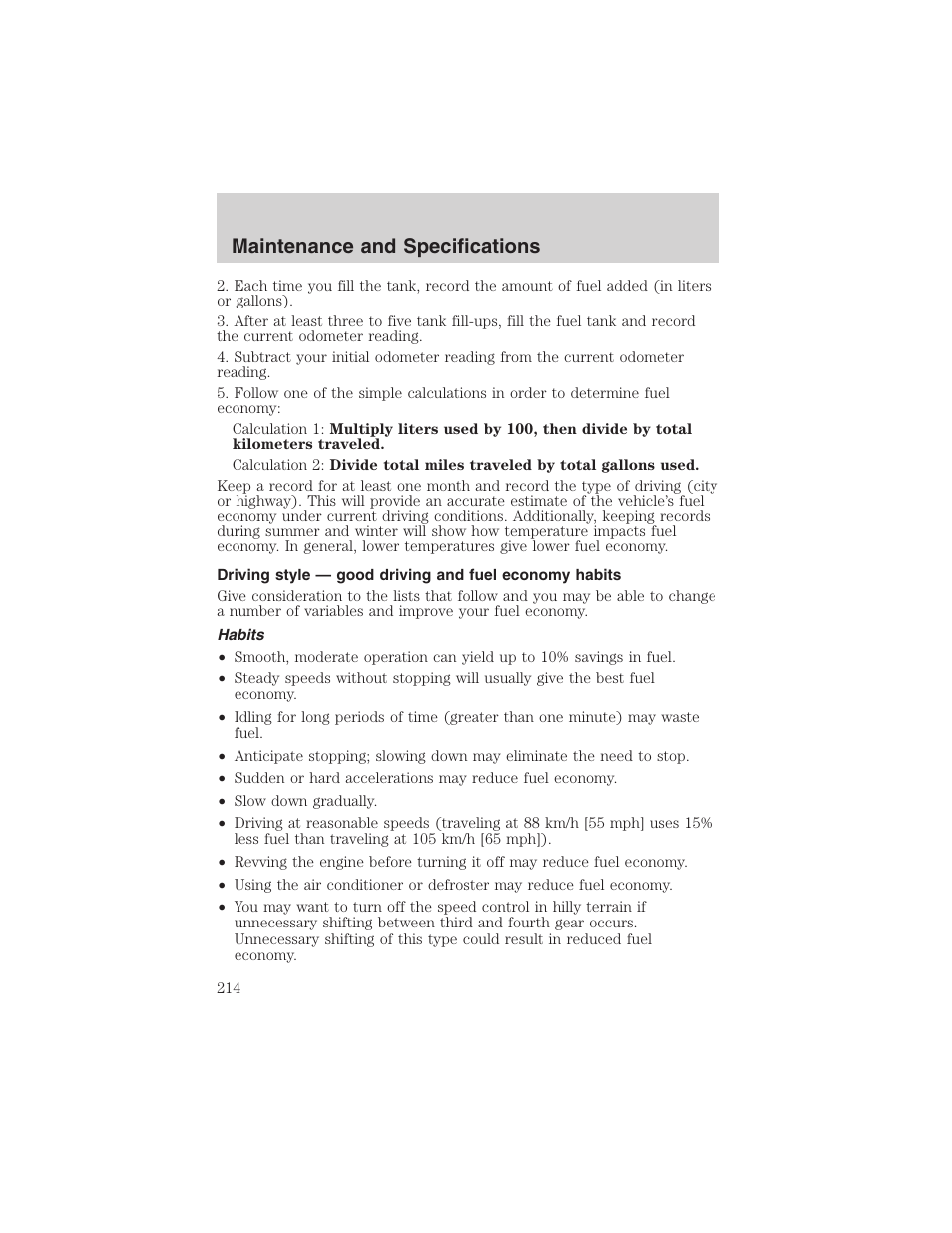 Maintenance and specifications | FORD 2003 Ranger v.2 User Manual | Page 214 / 248