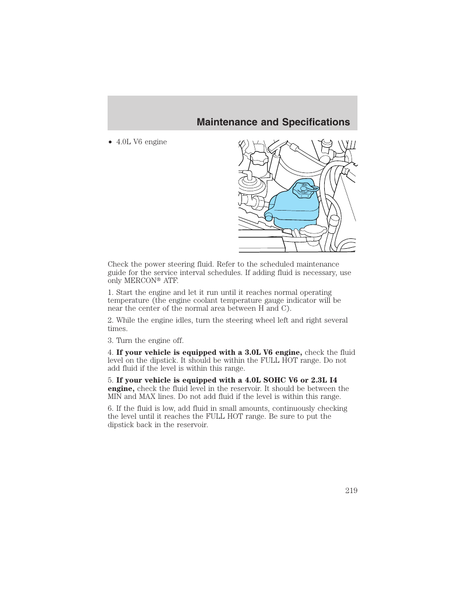 Maintenance and specifications | FORD 2003 Ranger v.2 User Manual | Page 219 / 248