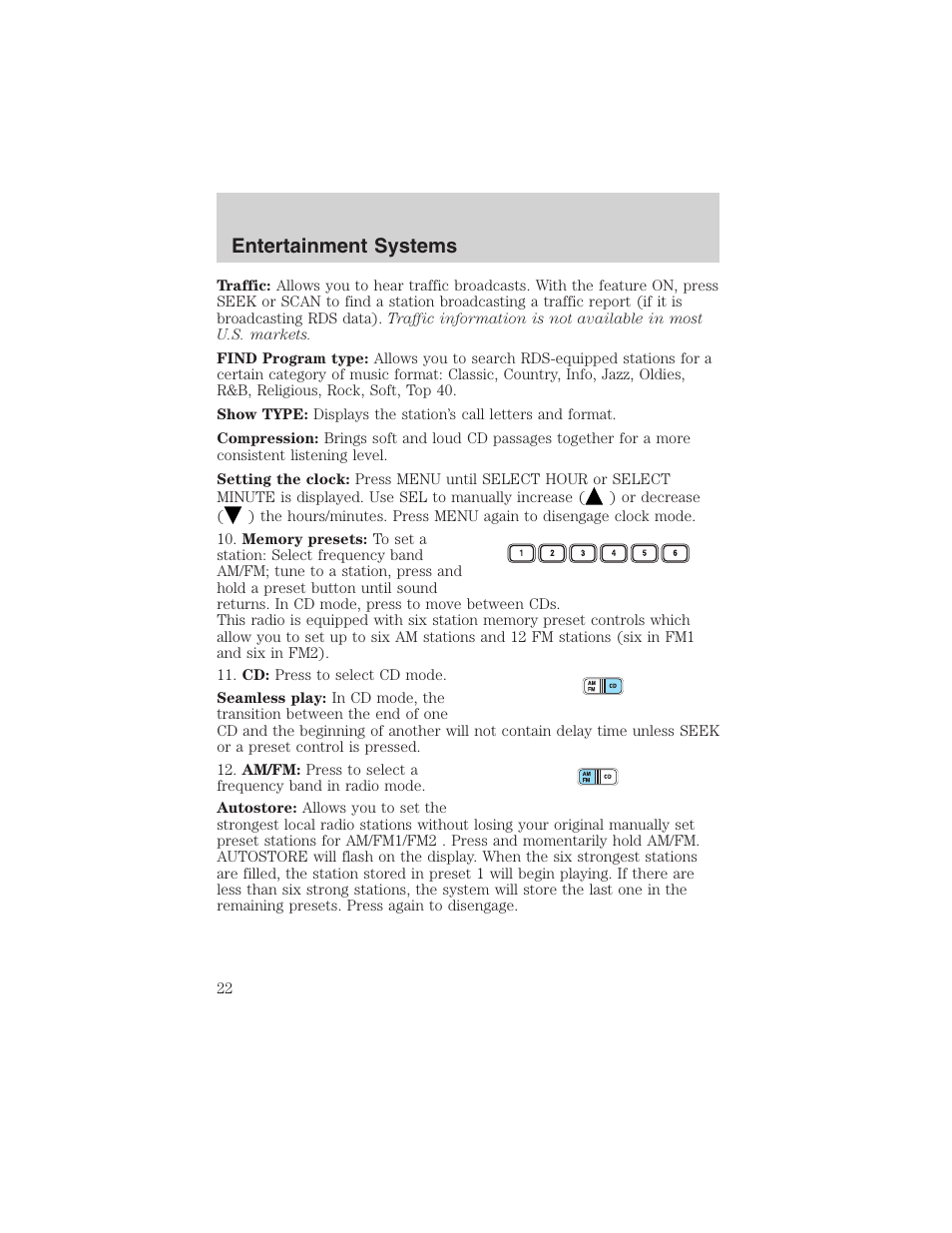 Entertainment systems | FORD 2003 Ranger v.2 User Manual | Page 22 / 248