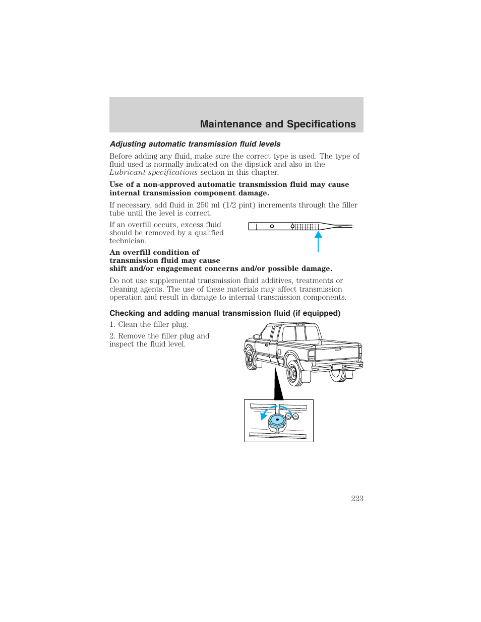 Maintenance and specifications | FORD 2003 Ranger v.2 User Manual | Page 223 / 248