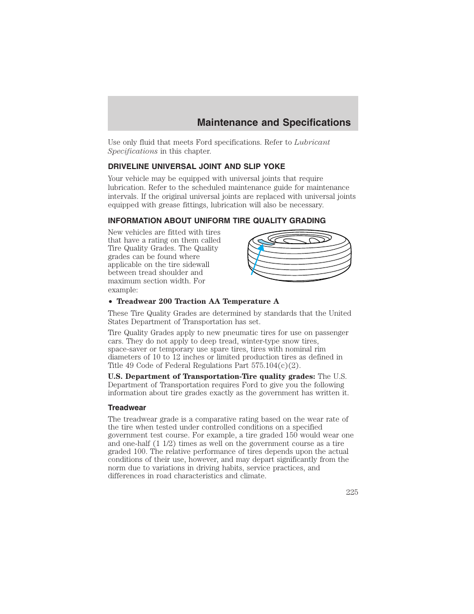 Maintenance and specifications | FORD 2003 Ranger v.2 User Manual | Page 225 / 248