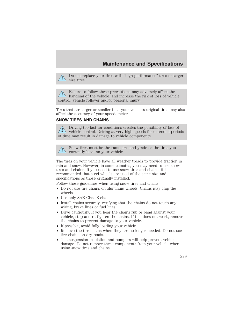 Maintenance and specifications | FORD 2003 Ranger v.2 User Manual | Page 229 / 248