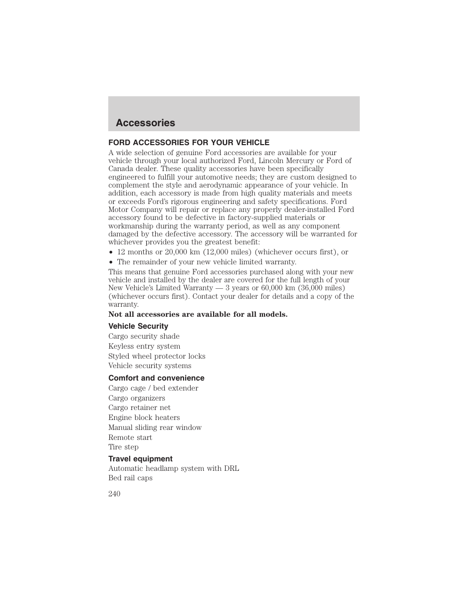 Accessories | FORD 2003 Ranger v.2 User Manual | Page 240 / 248