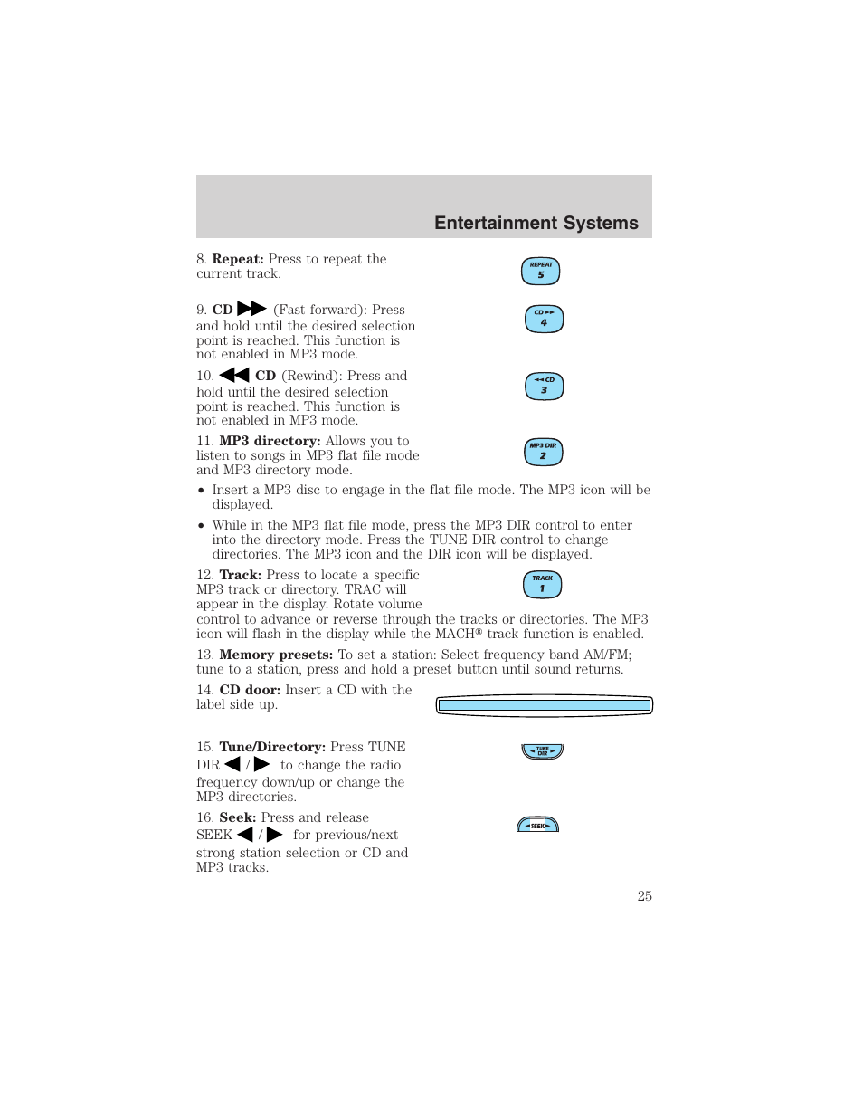 Entertainment systems | FORD 2003 Ranger v.2 User Manual | Page 25 / 248