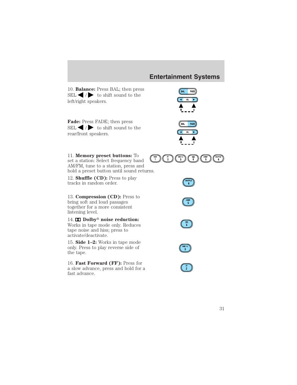 Entertainment systems | FORD 2003 Ranger v.2 User Manual | Page 31 / 248