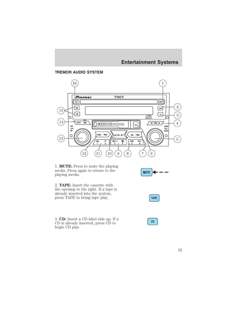 Entertainment systems | FORD 2003 Ranger v.2 User Manual | Page 33 / 248