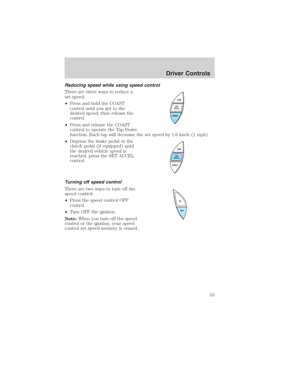 Driver controls | FORD 2003 Ranger v.2 User Manual | Page 55 / 248