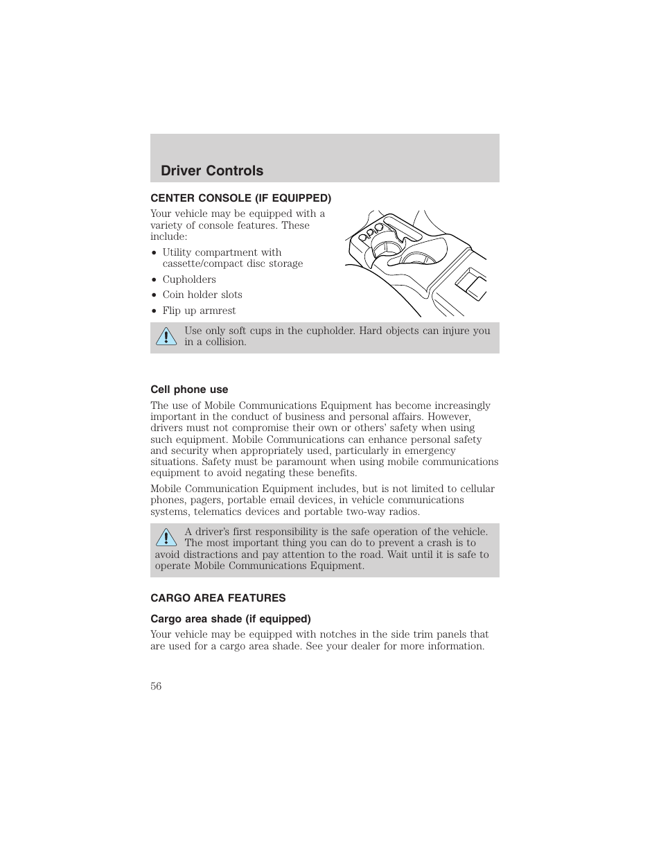 Driver controls | FORD 2003 Ranger v.2 User Manual | Page 56 / 248