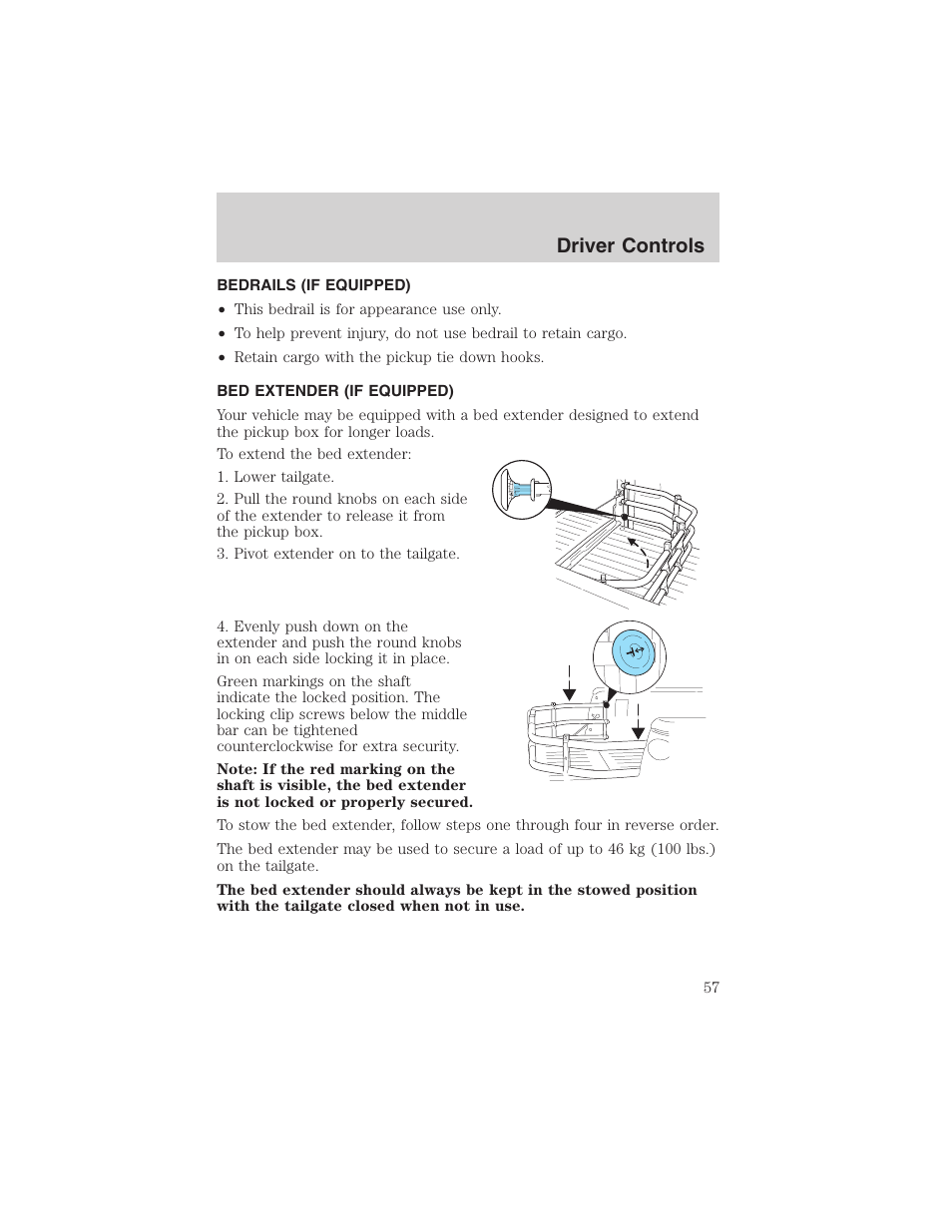 Driver controls | FORD 2003 Ranger v.2 User Manual | Page 57 / 248