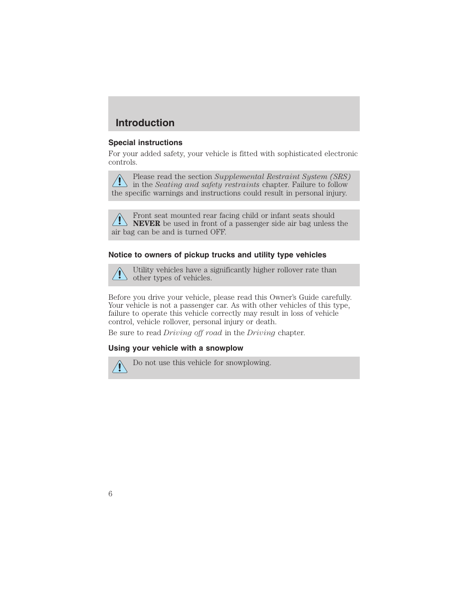 Introduction | FORD 2003 Ranger v.2 User Manual | Page 6 / 248