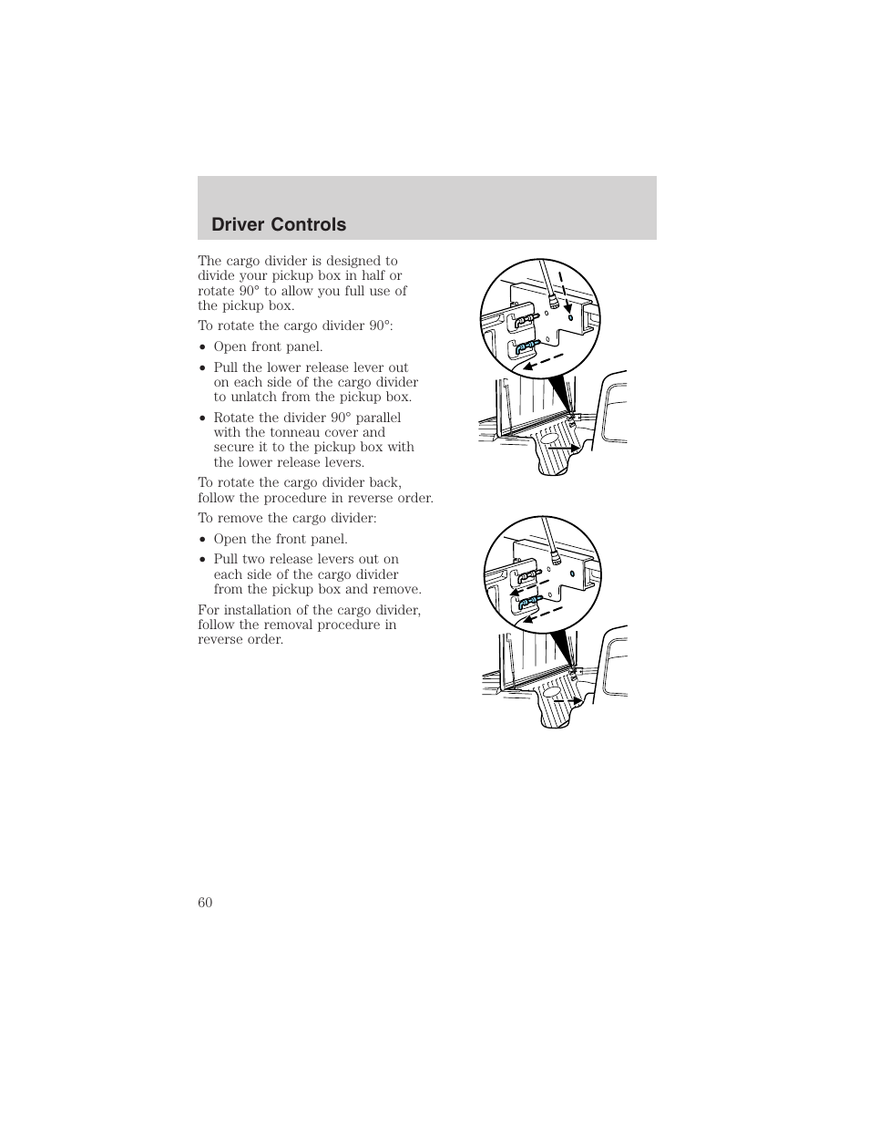 Driver controls | FORD 2003 Ranger v.2 User Manual | Page 60 / 248