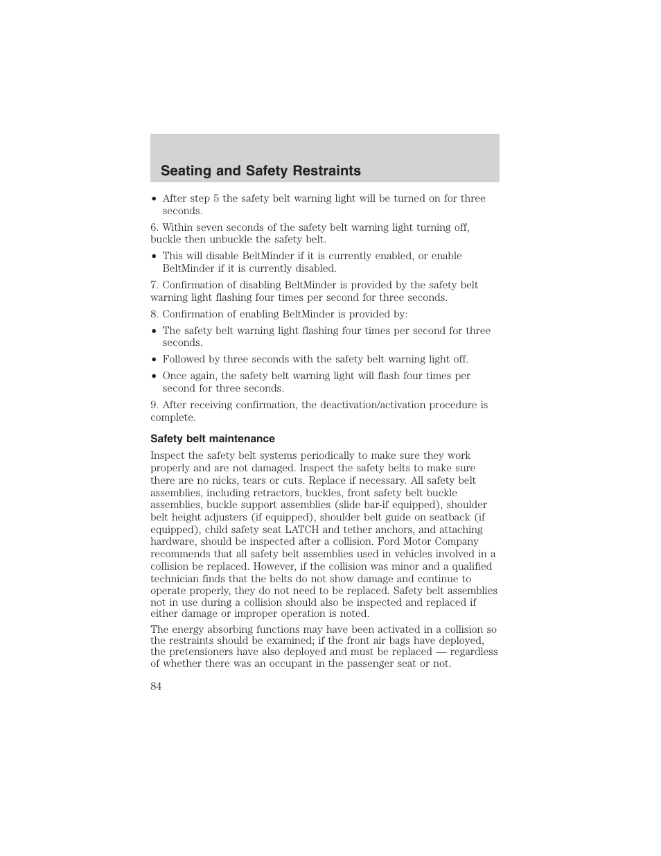 Seating and safety restraints | FORD 2003 Ranger v.2 User Manual | Page 84 / 248